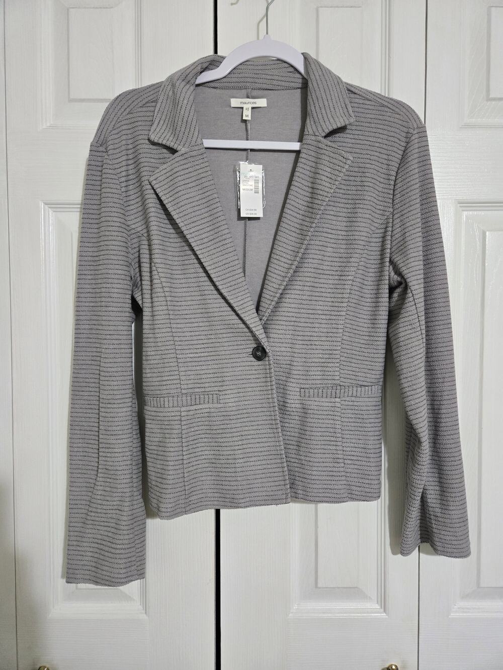 Maurices medium women's gray striped blazer new with tags